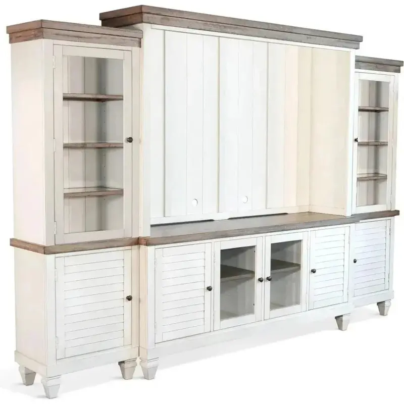 119-Inch White Entertainment Wall Unit With Lighted Tv Stand 1
