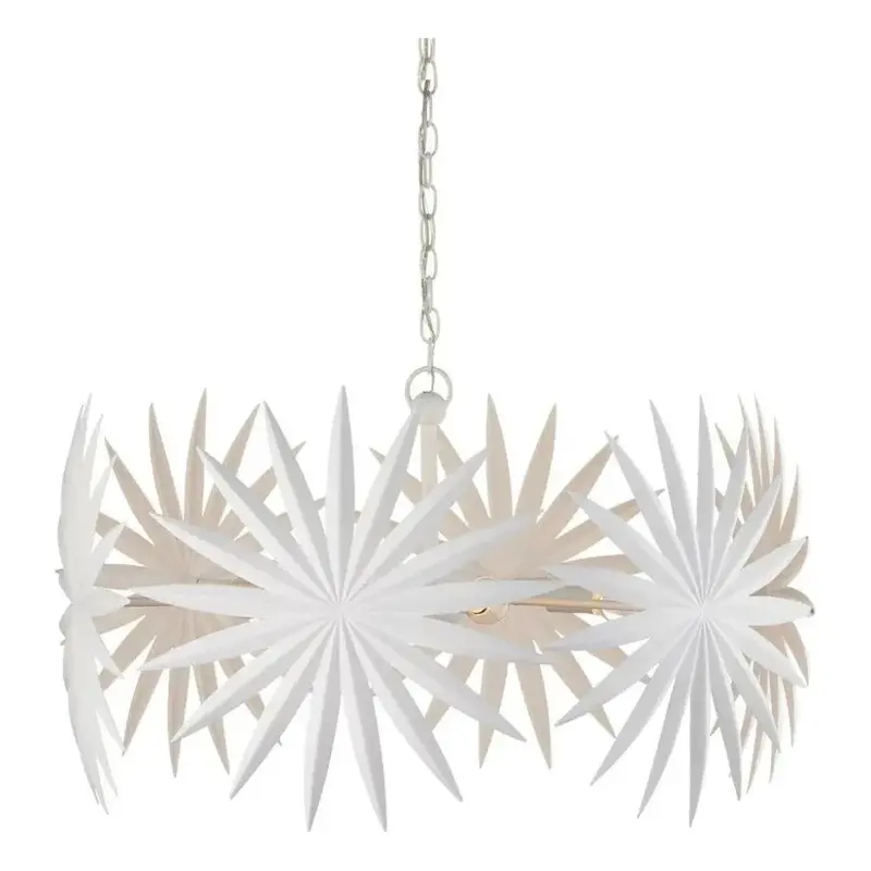 19" White Bismarkia Pendant – Compact Iron Fixture 1