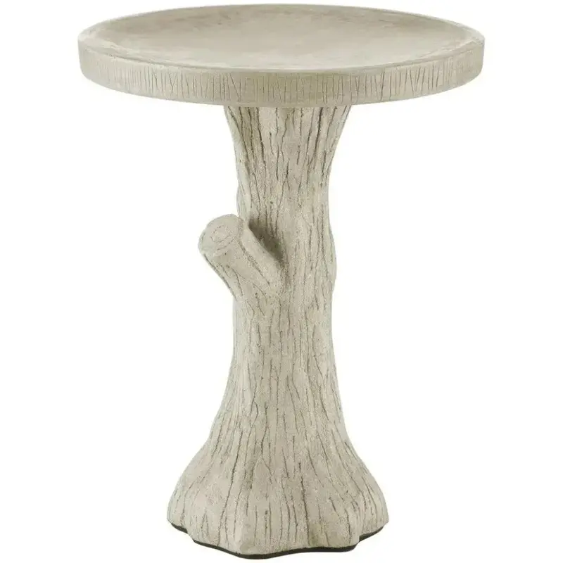 21.5-Inch Grey Bird Bath – Faux Bois Concrete And Iron Design 1