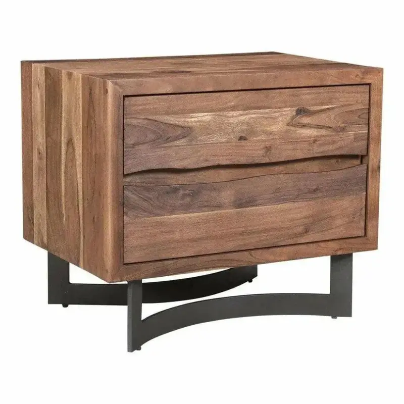 26-Inch Smoked Brown Nightstand – Industrial Bedroom Accent 1