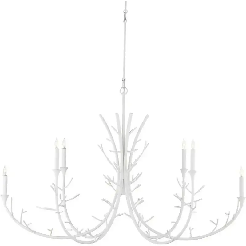 30" Twiggy Oval White Chandelier – Iron Organic Shape 1