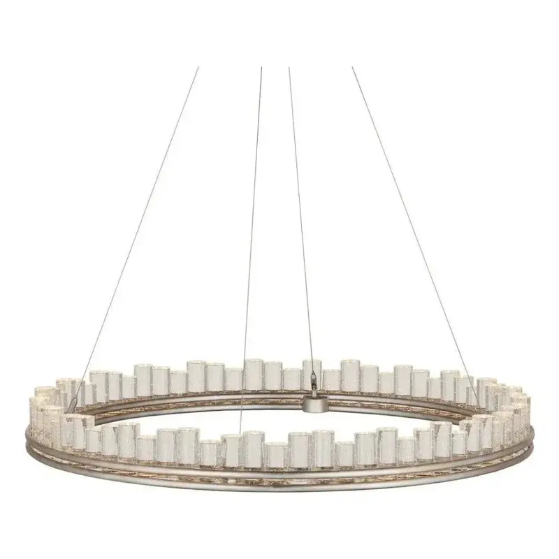36-Inch Pleiades Seeded Crystal And Iron Silver Chandelier 1
