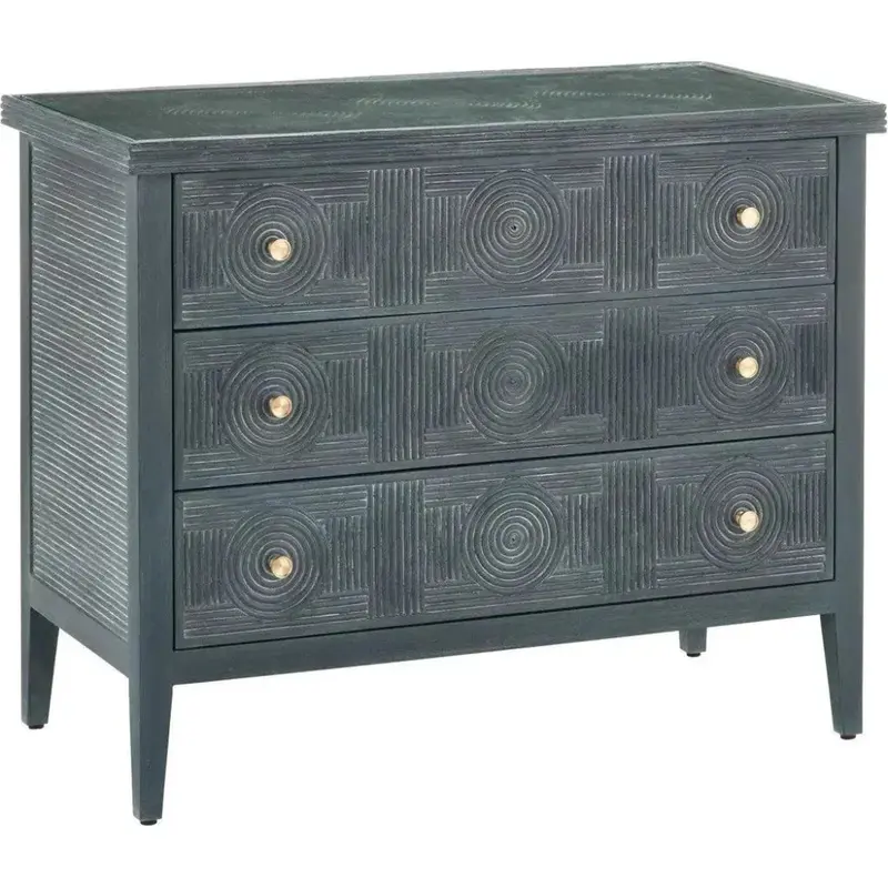 38-Inch Santos Brown Chest – Wood And Glass Mid-Century Storage 1