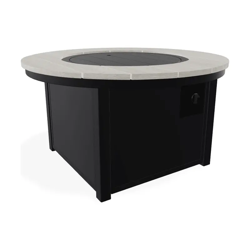 42-Inch Round Rustic Polymer Chat-Height Outdoor Fire Table 1
