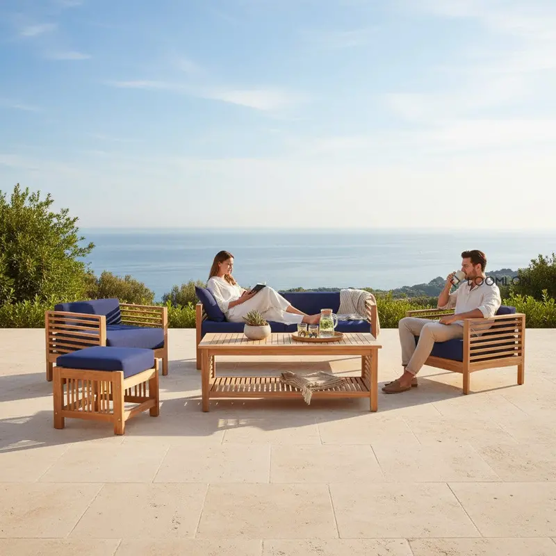 5-Piece Outdoor Deep-Seat Set With Sunbrella Cushions 1