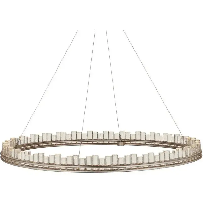 50-Inch Pleiades Seeded Crystal And Iron Silver Chandelier 1