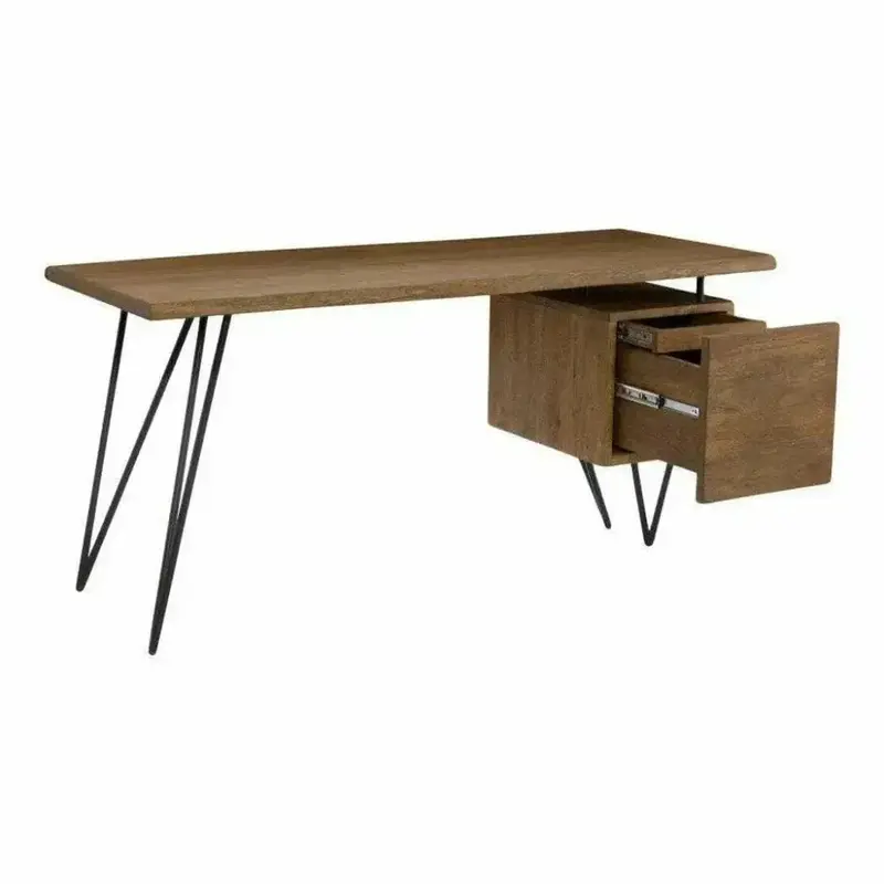 64-Inch Industrial Brown Desk — Sturdy Workspace Solution 1