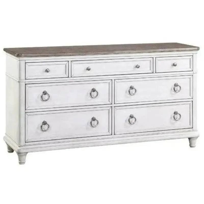 66-Inch Two-Tone White Wood Dresser 1