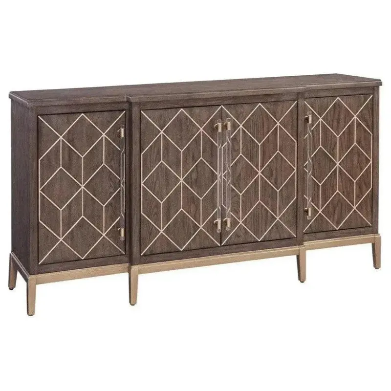 68-Inch Brown And Gold Wood Credenza – Perrine Collection 1