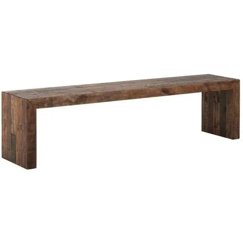 71-Inch Light Brown Industrial Bench – Spacious Rustic Seating Option 1