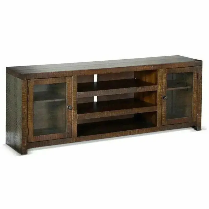 72-Inch Wood Tv Stand With Glass-Front Cabinets 1
