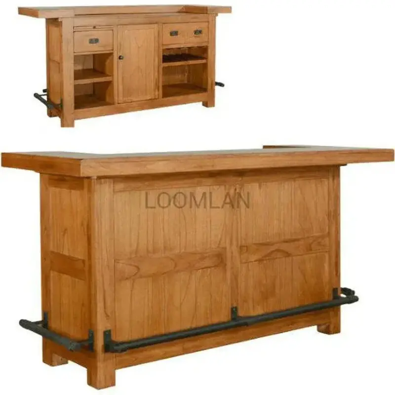 80-Inch Rustic Bar Island For Game Rooms And Basements 1