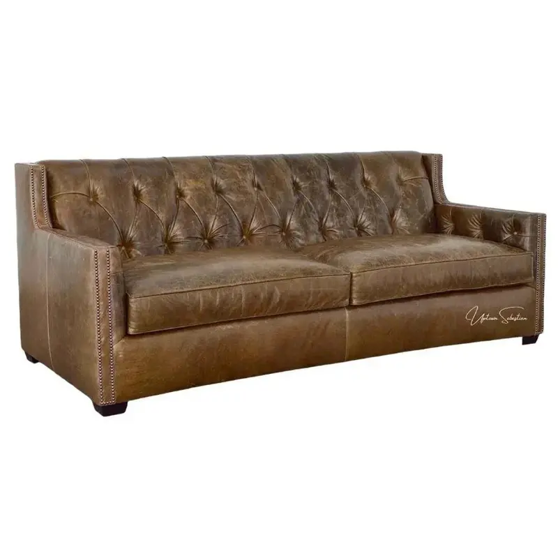 90 Henry Full-Grain Leather Sofa – Premium Grain Finish 1