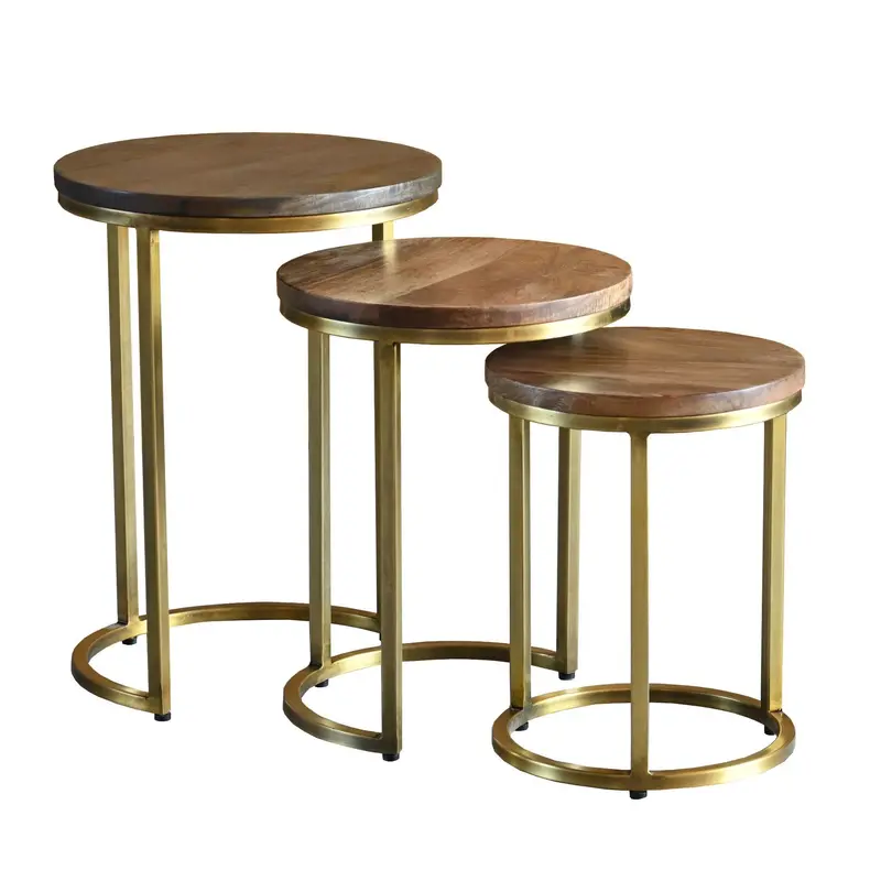 Abernathy Nesting Table Set – Three Wooden Top Tables 1