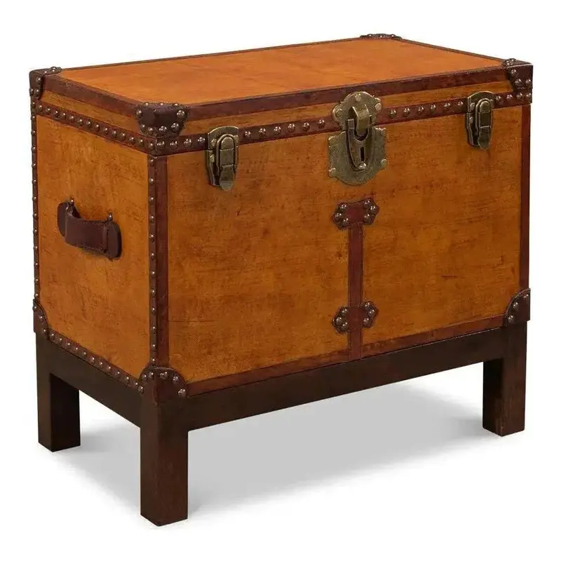 Abilene Leather-Clad Side Table With Box And Stand 1