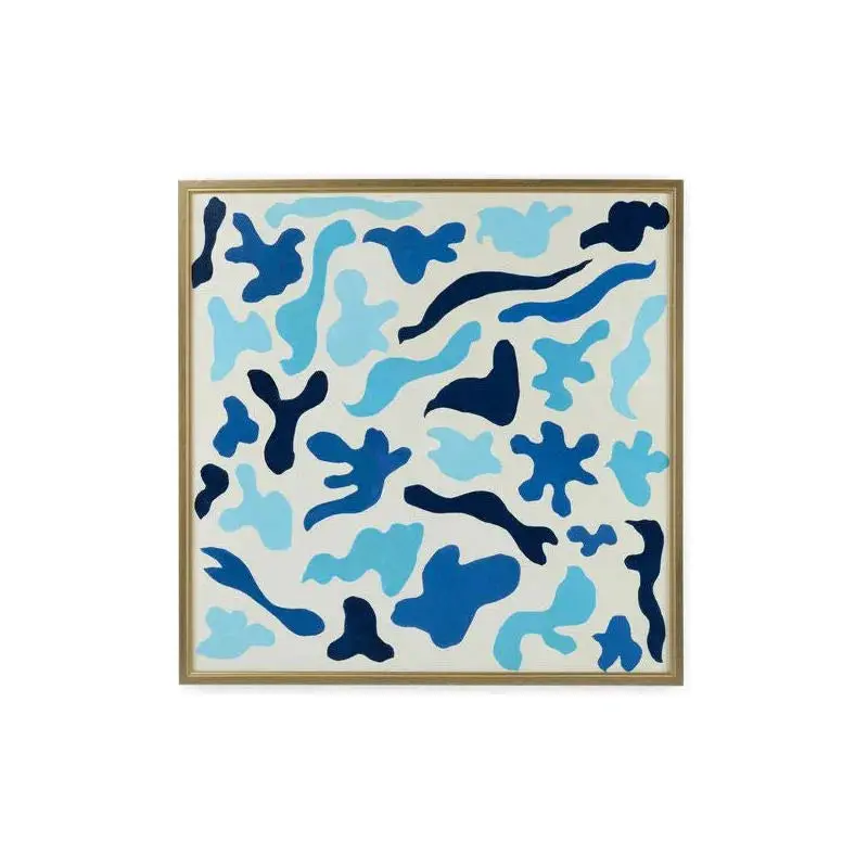 Abstract Blue Cutout Design On Stretched Canvas 1