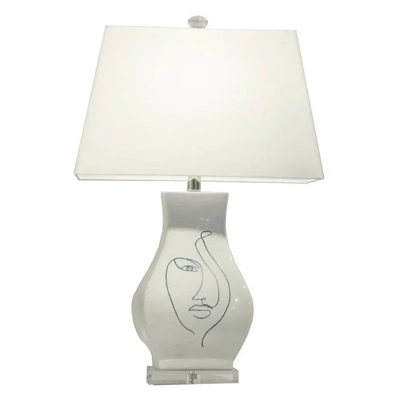 Abstract Portrait Glazed Ceramic Table Lamp 1