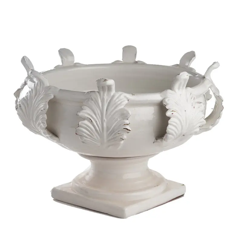 Acanthus Leaf Motif Ceramic Centerpiece Bowl – Vinci Line 1