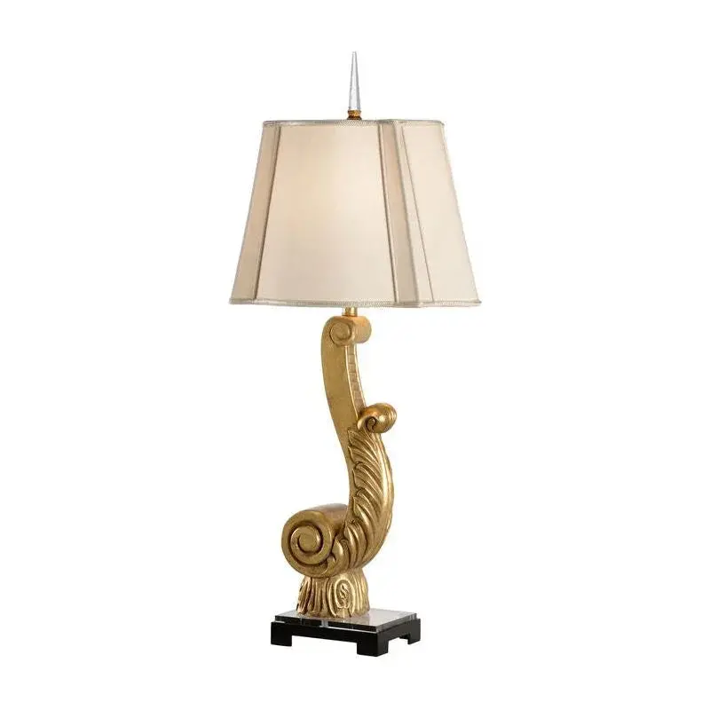 Acanthus-Style Antique Gold Leaf Table Lamp 1