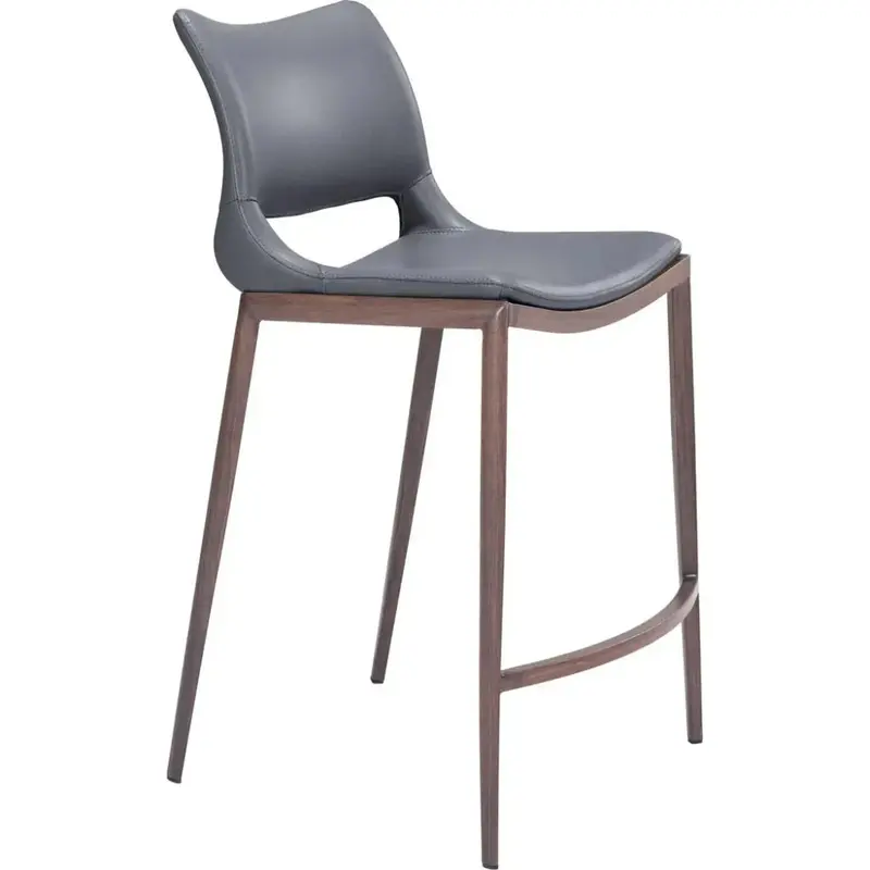 Ace Counter Stools – Set Of Two In Dark Gray Upholstery And Walnut Legs 1
