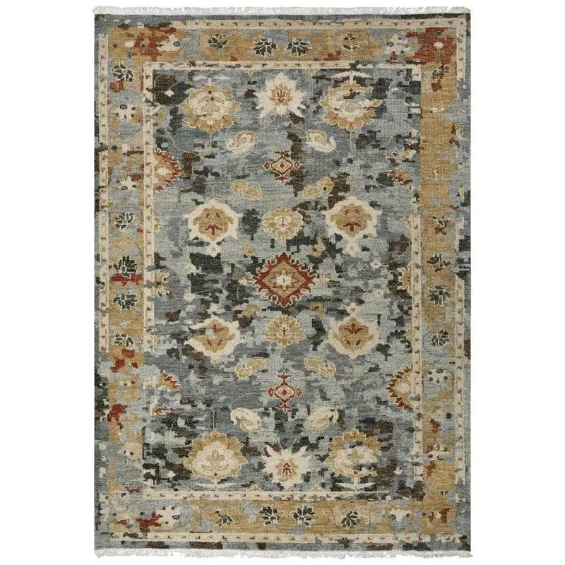 Acra Dark Gray Border Living Room Area Rug 1