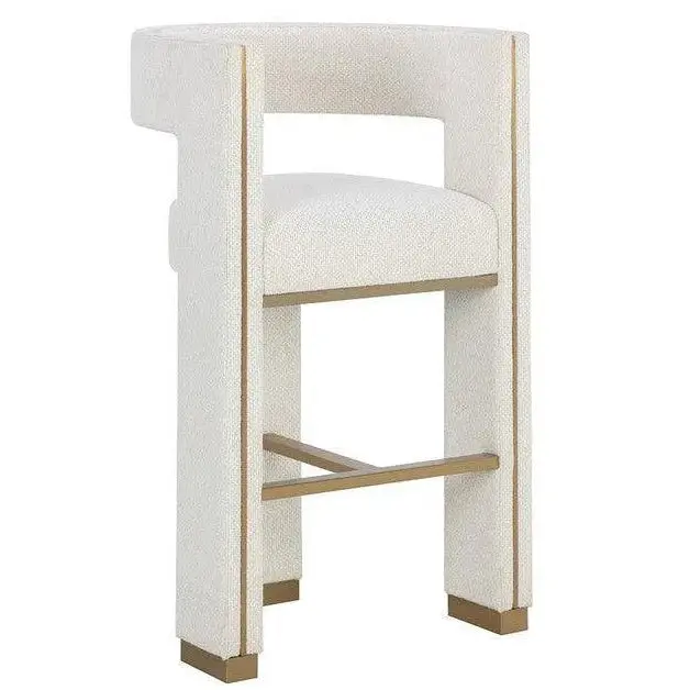 Adamina White Performance-Fabric Barstool 1