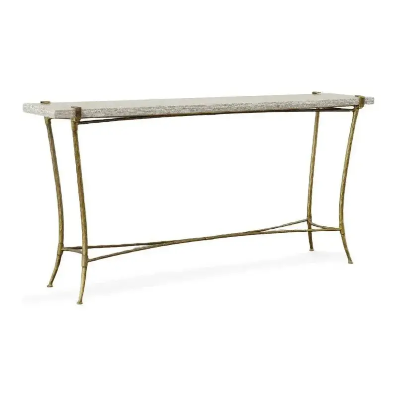 Adelaide Console Table Featuring Natural Marble Top And Slim Profile 1