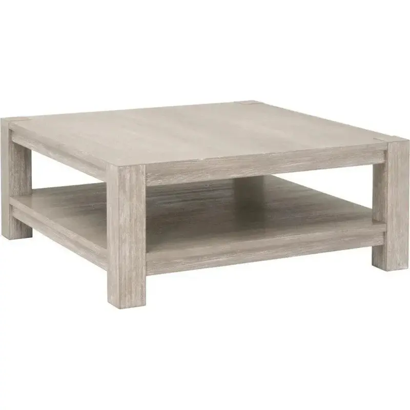 Adler Wood Brown Square Coffee Table – Solid Wood Living Room Centerpiece 1