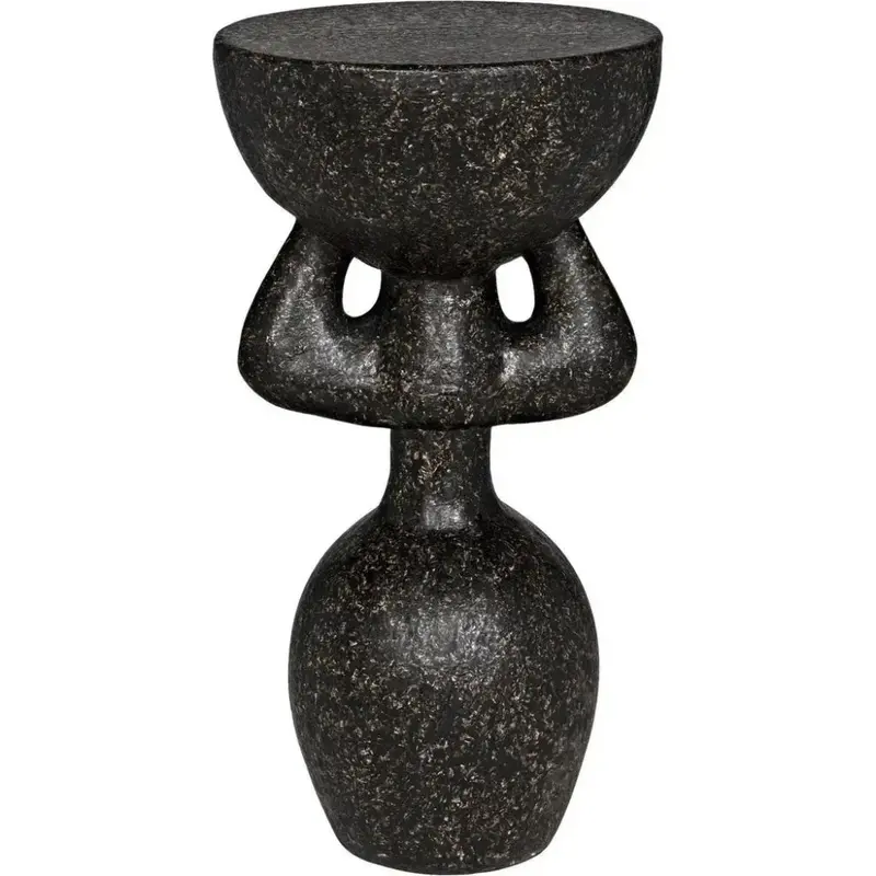 African-Inspired Black Cement Side Table 1