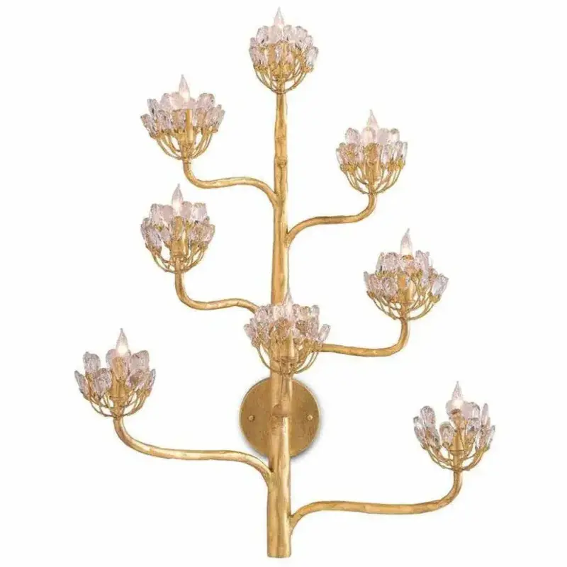 Agave Americana Wall Sconce – Dark Gold Leaf Finish With Botanical Motif 1