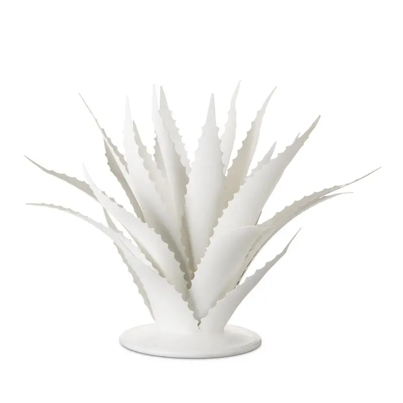 Agave Iron Sculpture In Matte White Finish 1