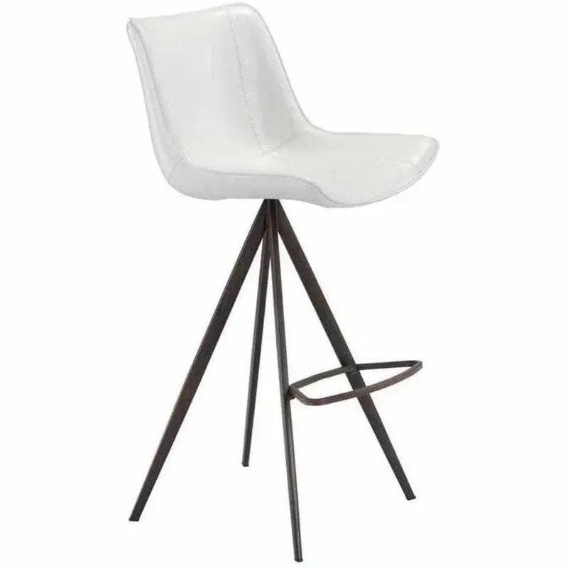 Aki Two-Tone White And Walnut Bar Height Chairs – Pair 1
