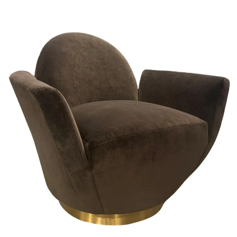 Alba Swivel Club Chair In Soft Velvet 1