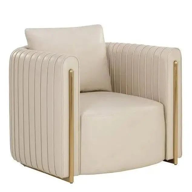 Alix Napa Beige Faux Leather Lounge Chair 1