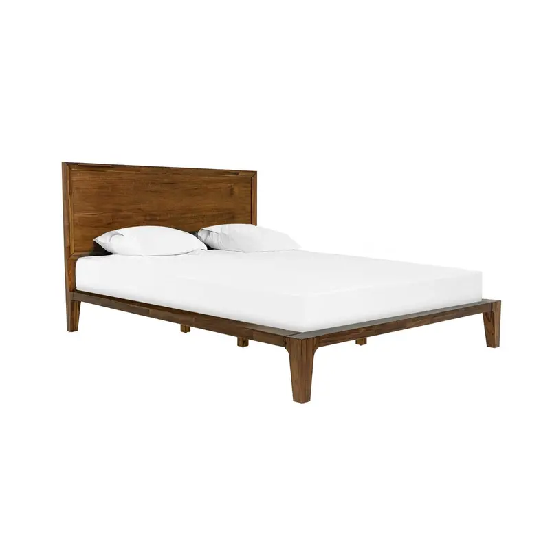 Allure Brown Wooden Queen-Sized Bed Frame With Clean Lines 1