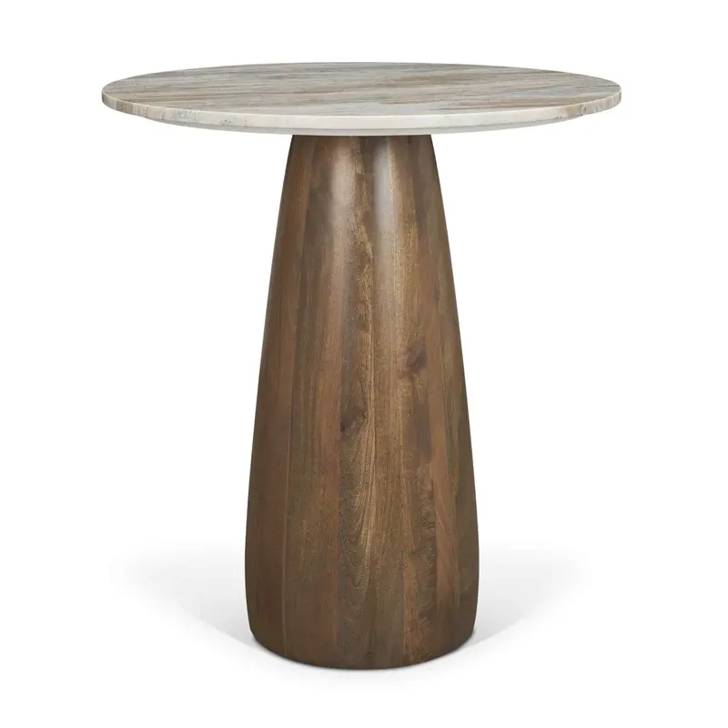 Allyson Round Bistro Table With Marble Top And Metal Base 1