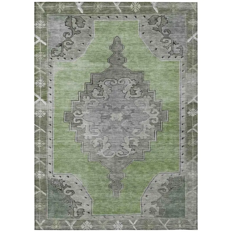 Aloe Green Washable Indoor/Outdoor Area Rug By Haelion 1