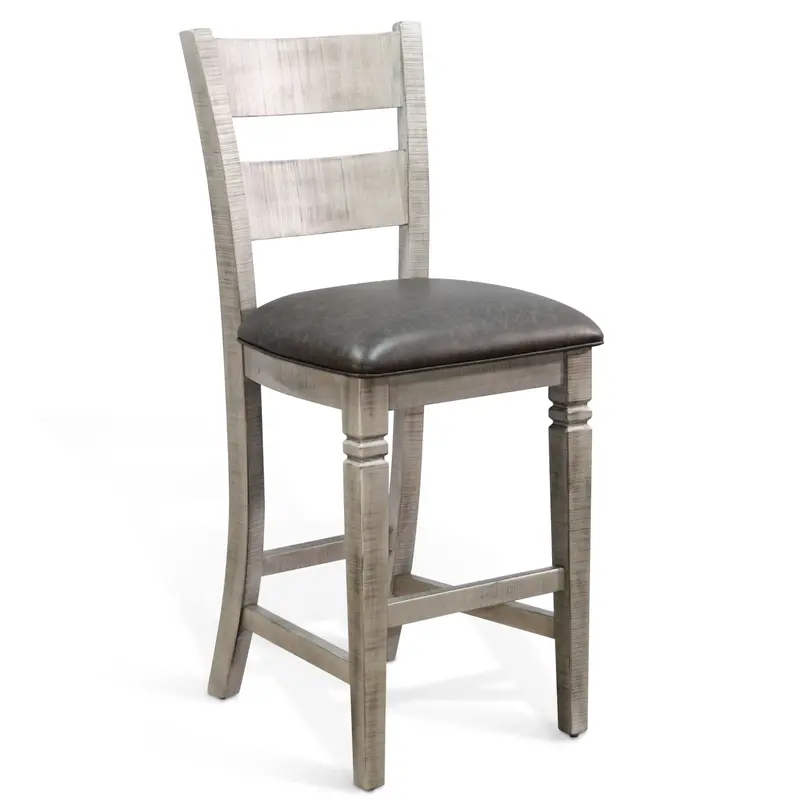 Alpine Leather-Upolstered Ladderback Barstool Set – 2 Pieces 1
