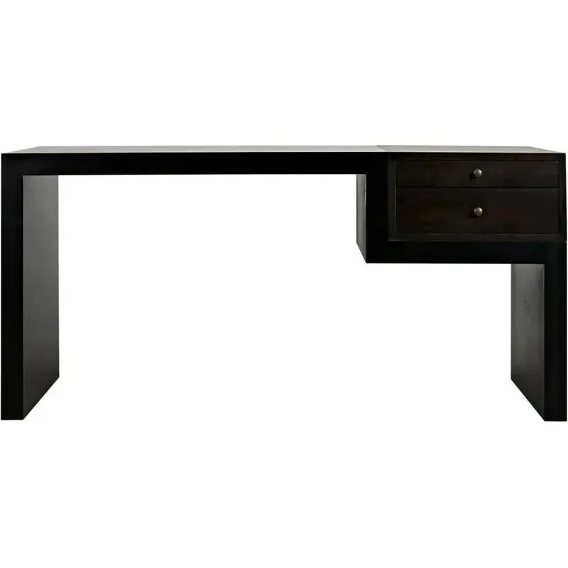 Alvaro Black Steel Desk With Ebony Walnut Top 1