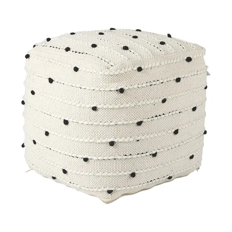 Amaira Artisanal Patterned Wool Accent Pouf 1