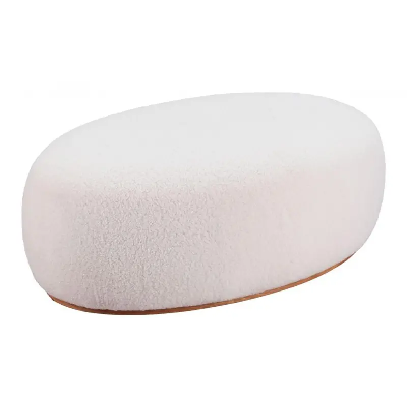 Amber Ottoman In Cream Performance Fabric – Compact Footrest Or Extra Seating 1