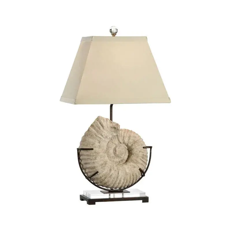 Ammonite Table Lamp With Iron Mounting And Organic Form 1