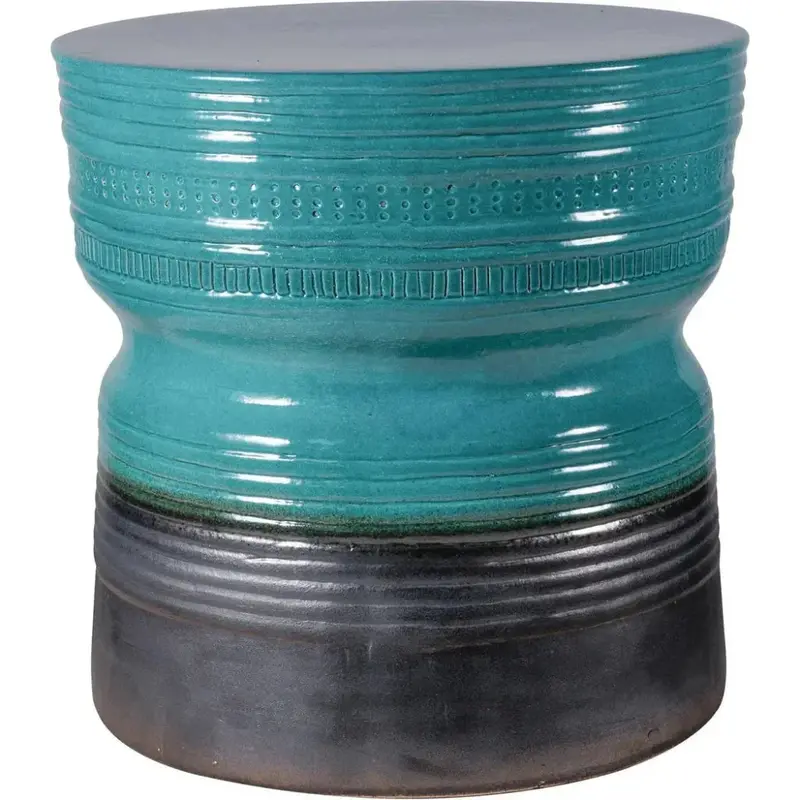 Ancaris Handmade Ceramic Outdoor Stool – Artisan Patio Seating Piece 1