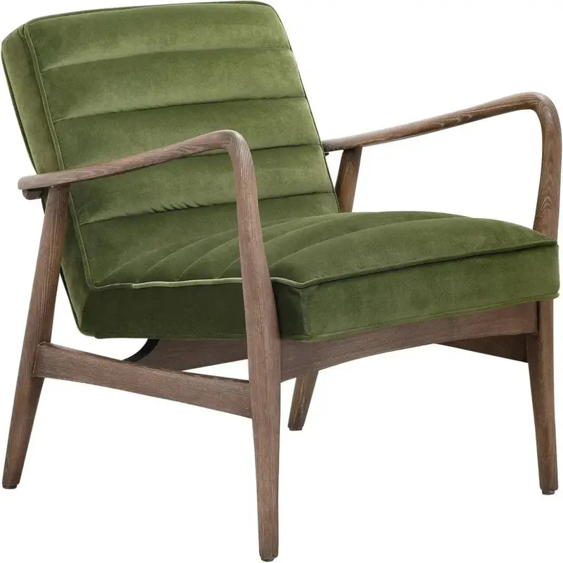 Anderson Green Armchair – Fiber-Upholstered With Wood Accents 1