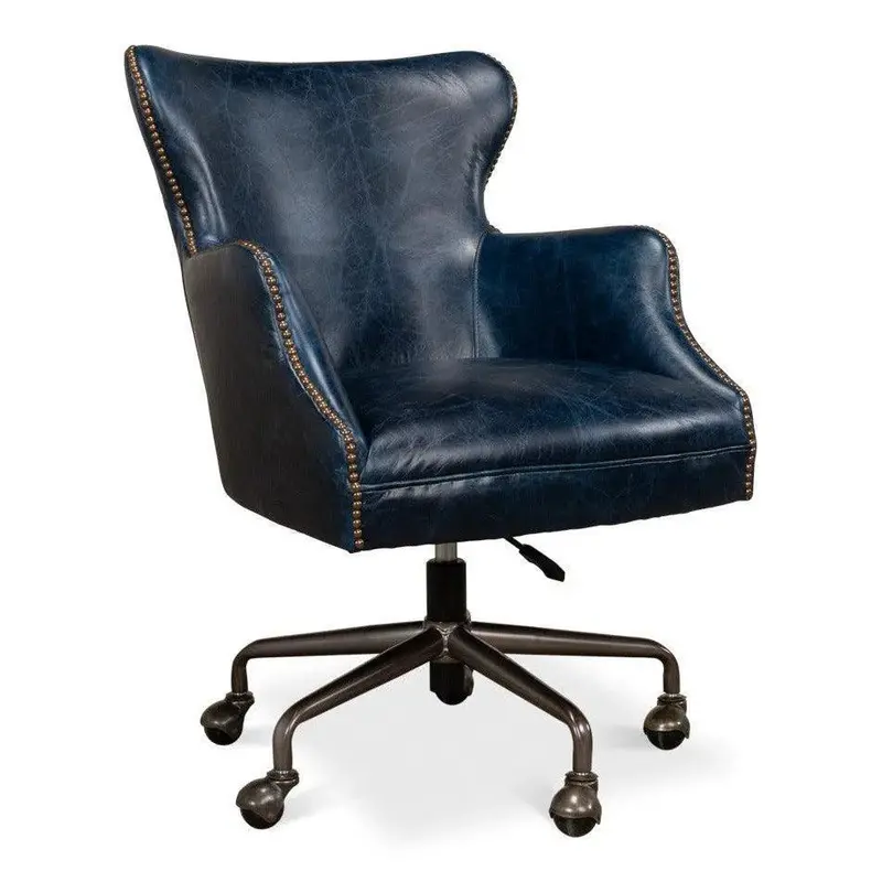 Andrew Jackson Chateau Blue Leather Swivel Desk Chair 1