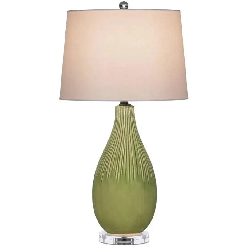 Anjou Green Glazed Ceramic Base With Crystal Detail Table Lamp 1