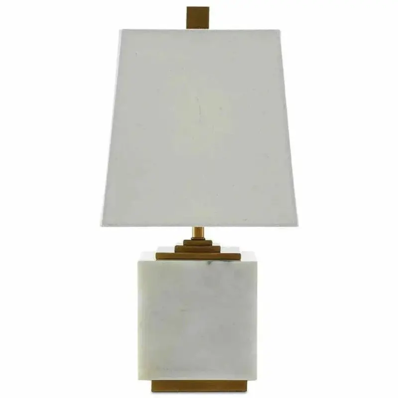Annelore White Table Lamp With Antique Brass Base And Accents 1
