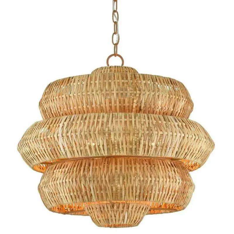 Antibes Small Chandelier – 22.5" Khaki Natural Rattan 1