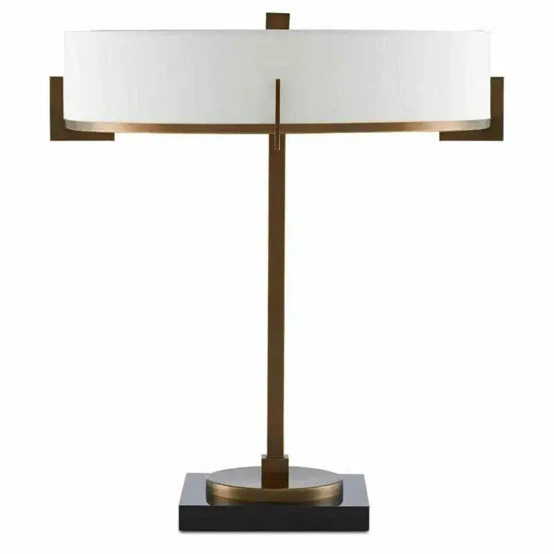 Antique Brass Base With Matte Black Shade – Jacobi Table Lamp 1