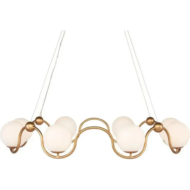 Antique Brass Equilibrium Chandelier – White Accents 1